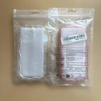 iPhone 15用 ウェーブデザインケース ピンク