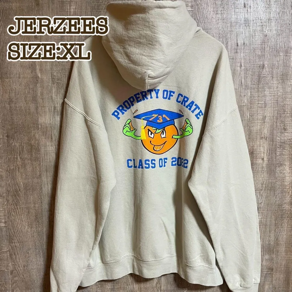 JERZEES ジャージーズ プルオーバーパーカー XL アイボリー プリント