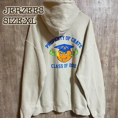 JERZEES ジャージーズ プルオーバーパーカー XL アイボリー プリント