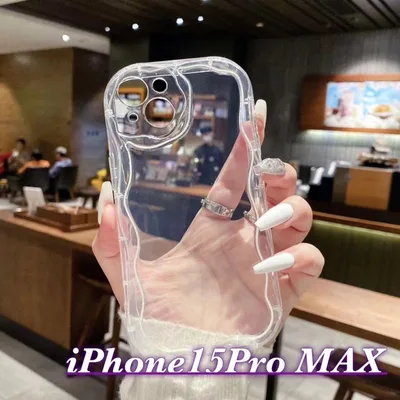 iPhone 15 Pro Max ケース ウェーブデザイン クリア