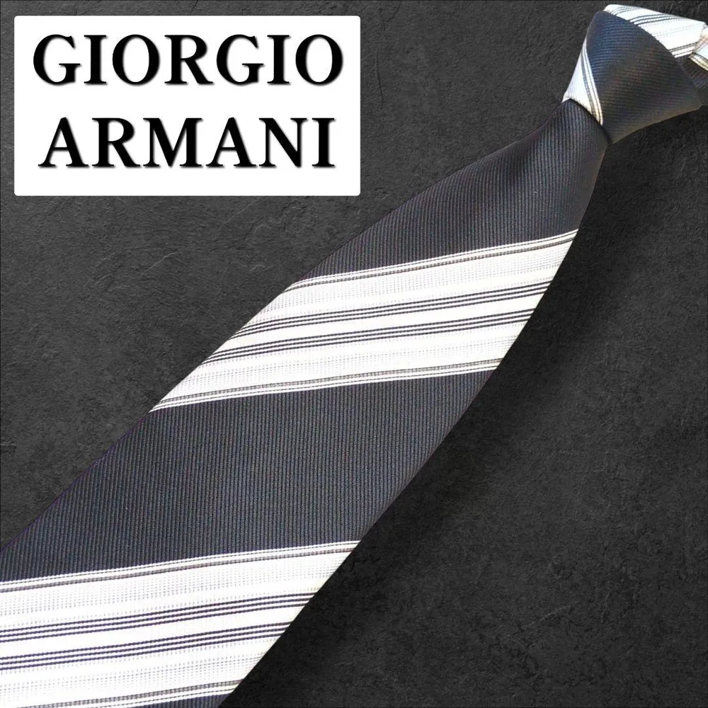 GIORGIO ARMANI アルマーニ ネクタイ ストライプ ブラック メンズ