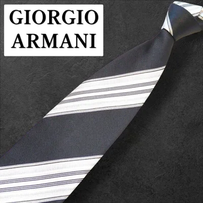 GIORGIO ARMANI アルマーニ ネクタイ ストライプ ブラック メンズ
