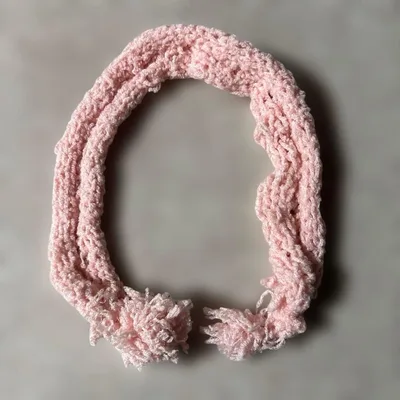 ハンドメイド ニットマフラー ピンク スヌード