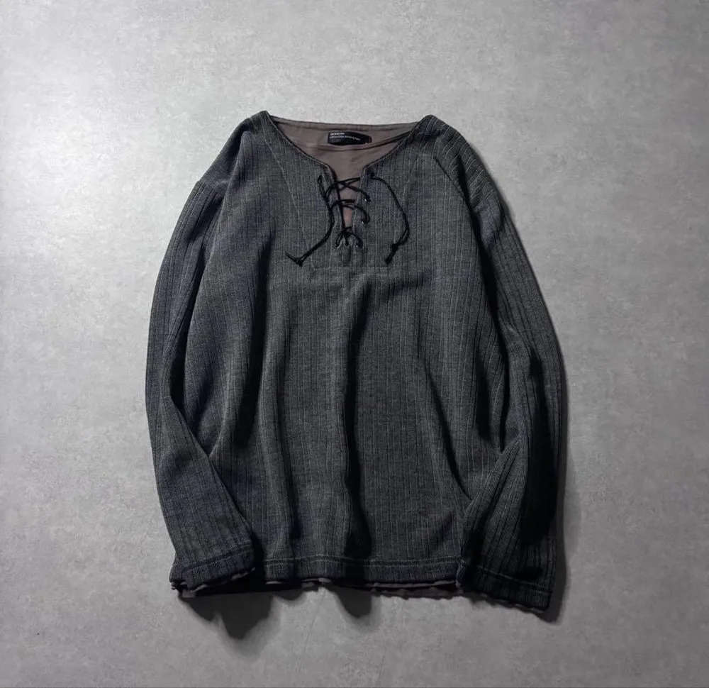 archive lace-up henry neck tee y2k c-boy