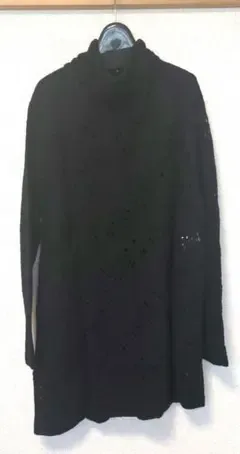 ケイコキシ ハイネック ニット 長袖 ブラック 透かし編み