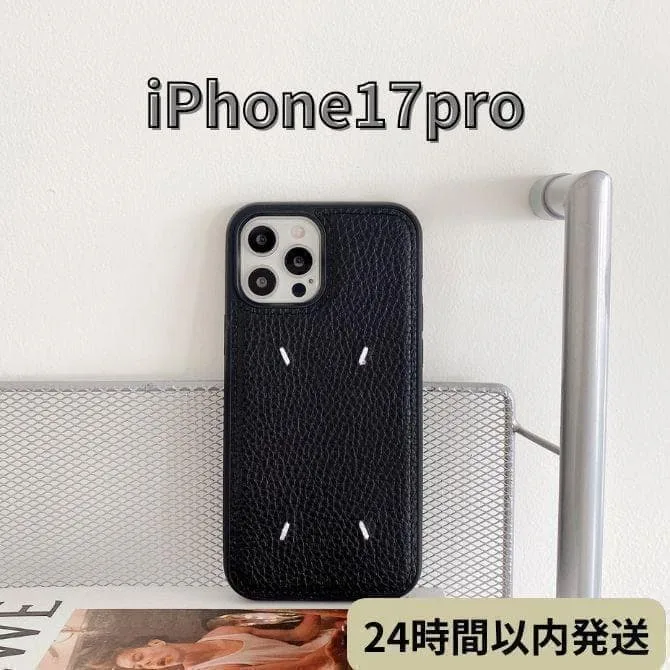 iphone17pro レザーケース ブラック レザー 高級 おしゃれ 刺繡