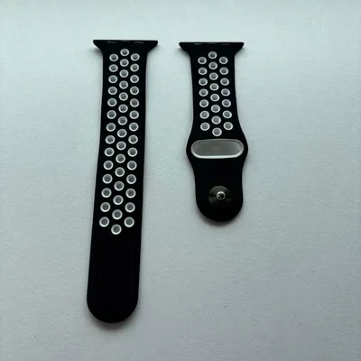 Apple Watch スポーツバンド シリコン製 黒×白 42-49mm