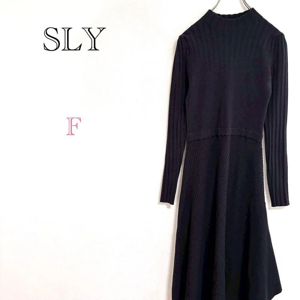 ♦︎スライ【F】ニットワンピース ロング丈ワンピ フレアスカート ハイネック