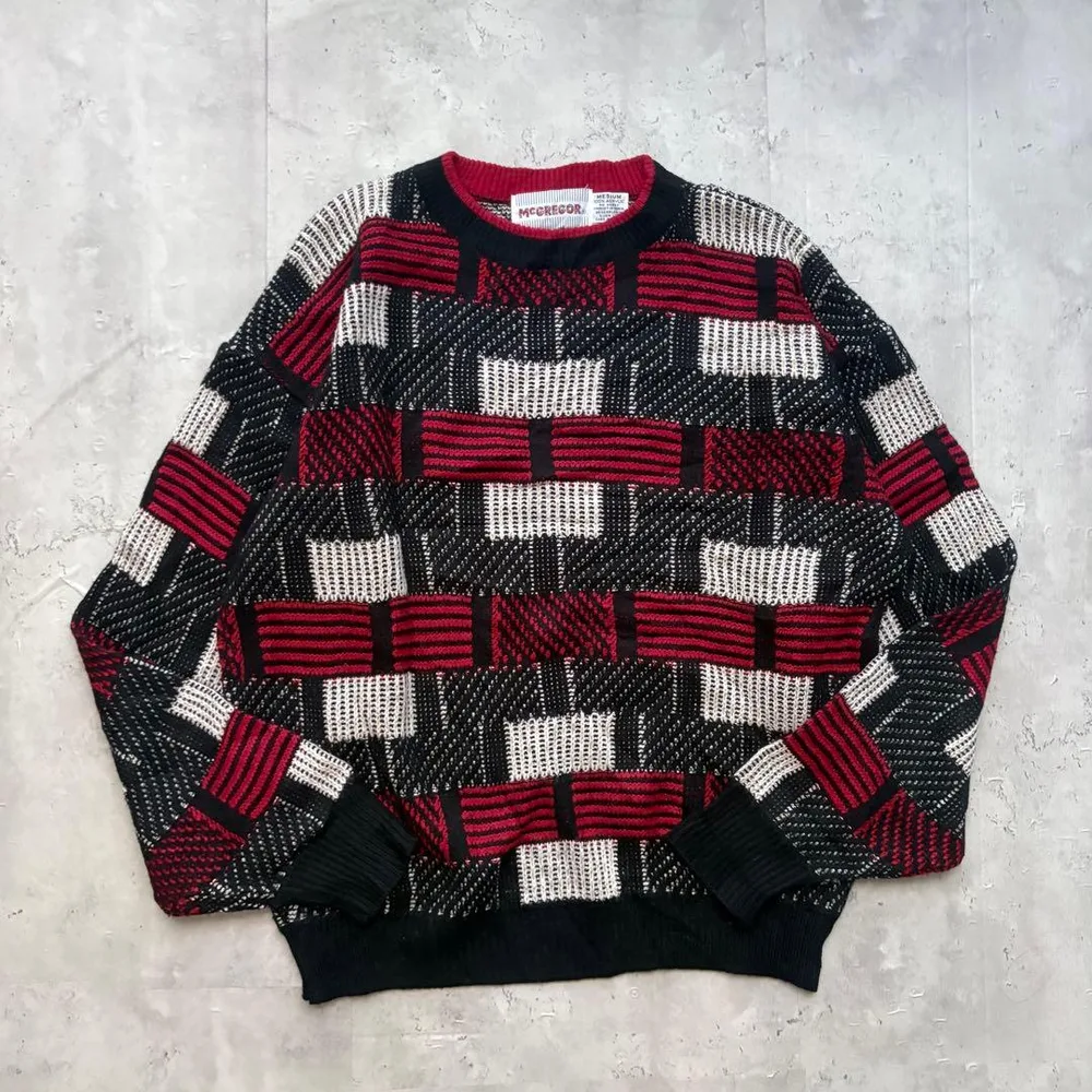 【McGREGOR】80~90s 総柄アクリルセーター Mサイズ