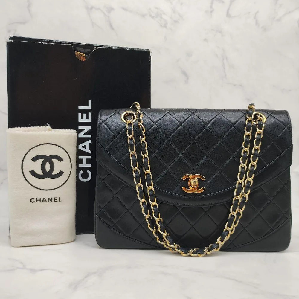 CHANEL シャネル マトラッセ ダブルチェーン ショルダーバッグ ブラック