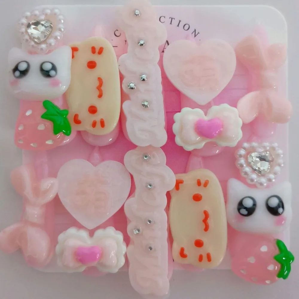 ♥︎現品♥︎ネイルチップ ピンク ロング 地雷 量産 平成女児 メイド