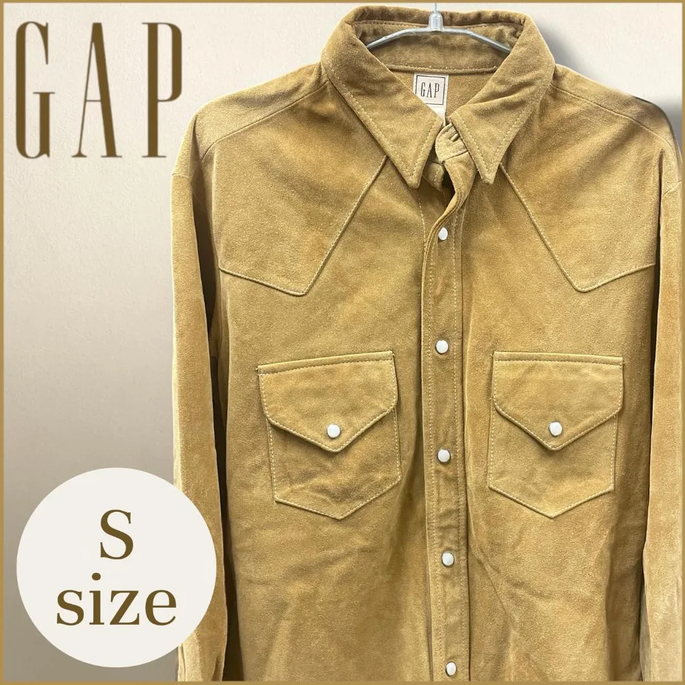 【希少】OLD GAP 牛革 スエード ウエスタンシャツ キャメル Sサイズ①