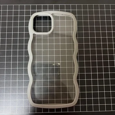 iPhone14用ケース ウェーブデザイン グレー