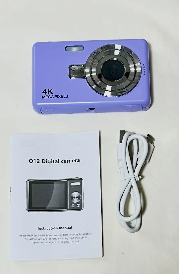 デジタルカメラ 4K 16倍ズーム パープル コンパクトデジカメ