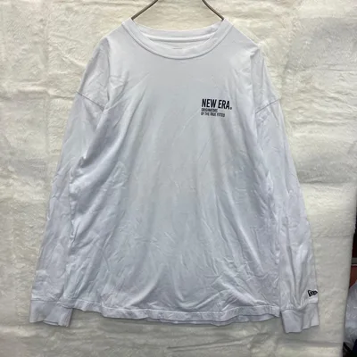 【P70】NEW ERA 長袖Tシャツ サイズL ホワイト