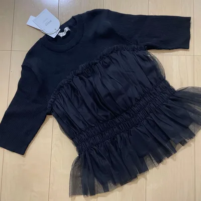 タグ付き新品しまむら田中里奈チュール付きニットLLサイズブラック