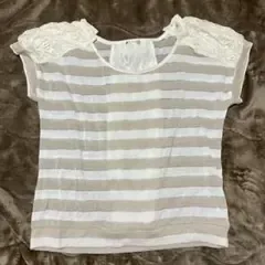 axes femme ボーダー レース 半袖カットソー M