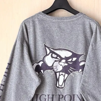 ハイポイント大学 ロンT ポケットTシャツ 長袖 袖プリント 霜降り バックプリ