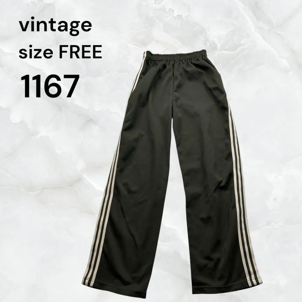 vintage ジャージ パンツ FREEサイズ カーキスポーツ長ズボン 古着