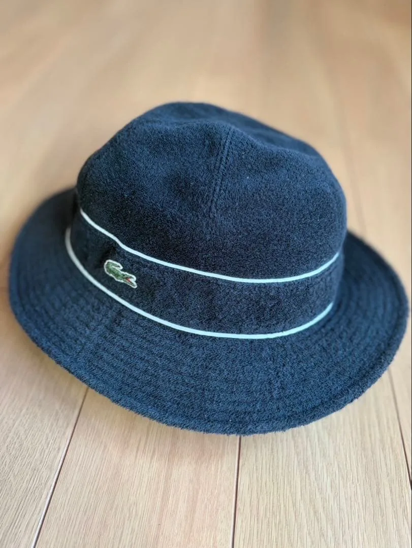 LACOSTE パイル地 バケットハット ネイビー