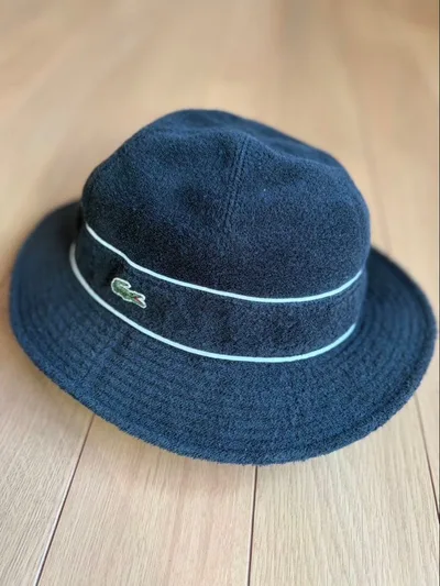 LACOSTE パイル地 バケットハット ネイビー