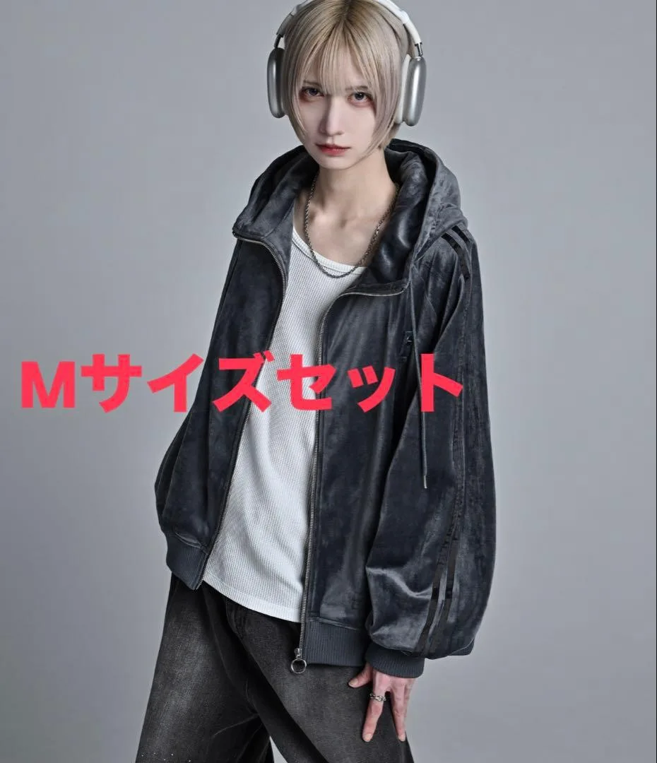 新品 ADRER ラインスリーブトラックジップパーカージャケット グレーベロア