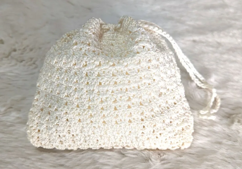 ハンドメイド かぎ針編み ポーチ ホワイト