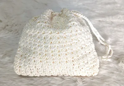 ハンドメイド かぎ針編み ポーチ ホワイト