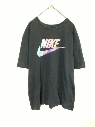 ナイキ NIKE Tシャツ レディースXL 黒 綿 ロゴプリント オーバーサイズ