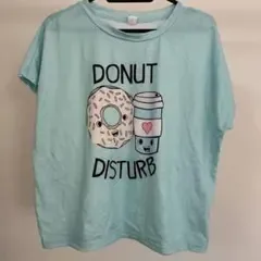 水色 ドーナツ コーヒー 半袖 Tシャツ M トップス カジュアル ライトブルー