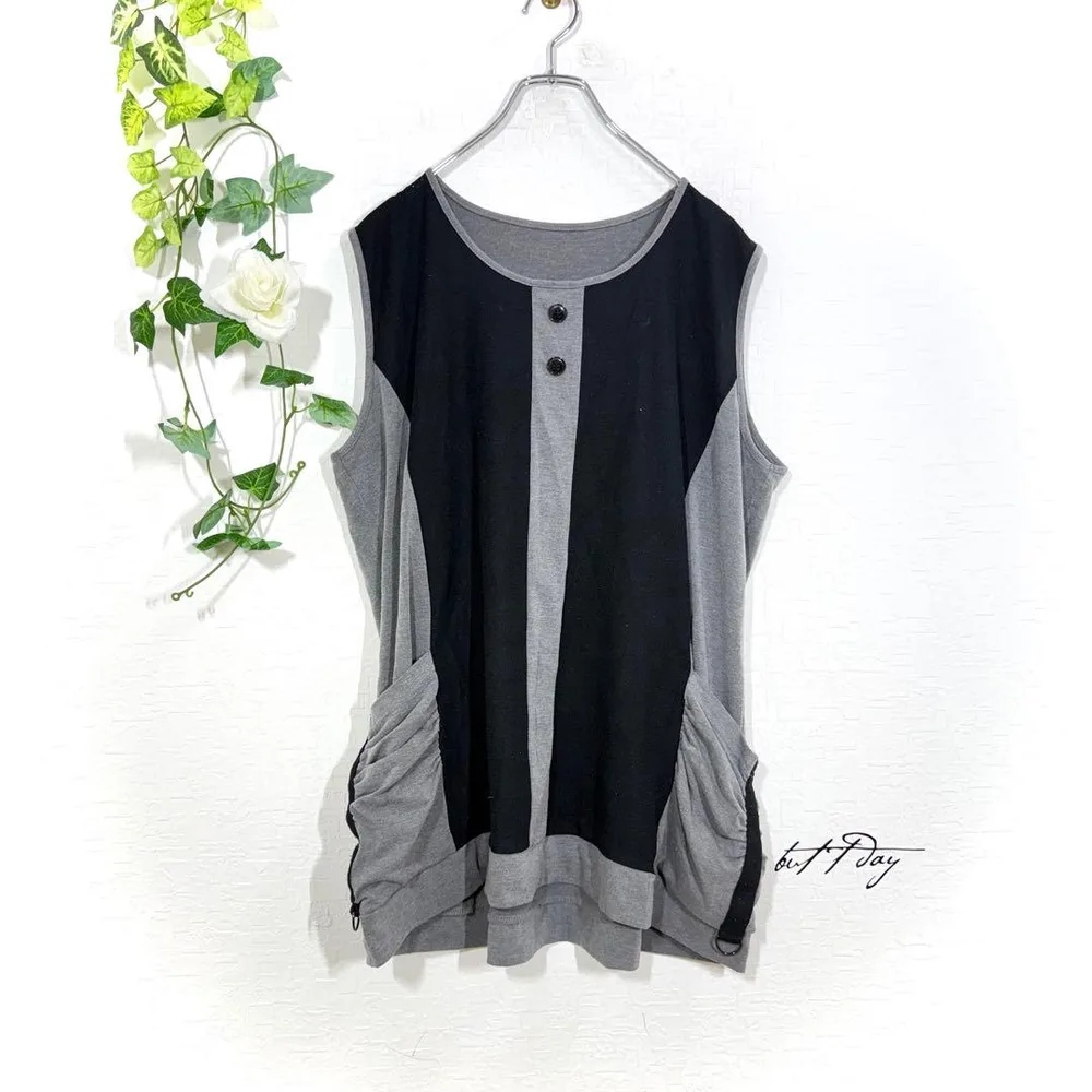 Je crois soi ノースリーブチュニック (XL)切替 バイカラー