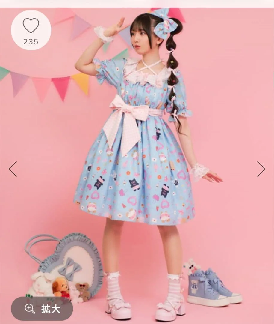 axes femme kawaii ハッピー バカンス 柄 ワンピース タグ付き