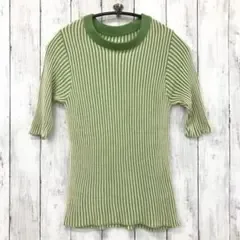 【 Aunt Marie's 】ストライプバイカラーサマーニット グリーン