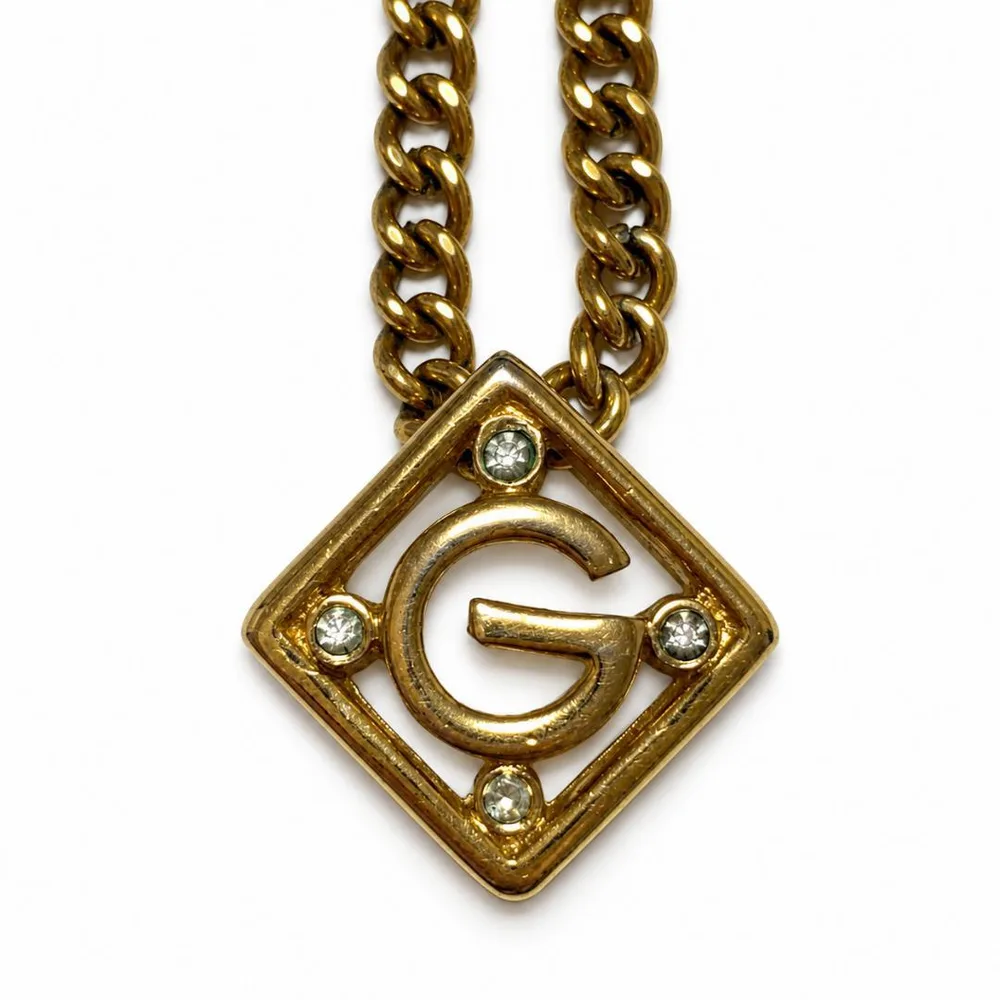 GIVENCHY ジバンシィ Gロゴ ネックレス ゴールド ラインストーン