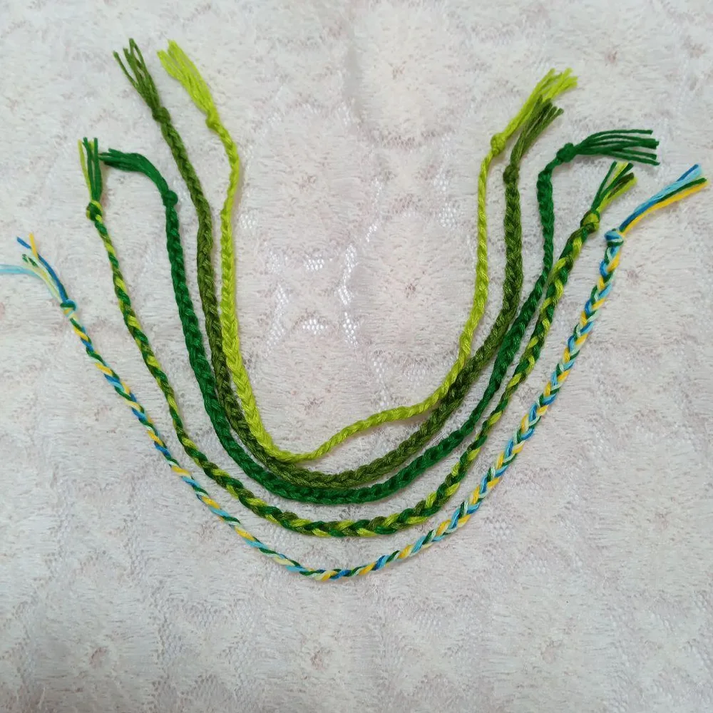 ハンドメイド ミサンガ 5本セット グリーン系 アンクレット