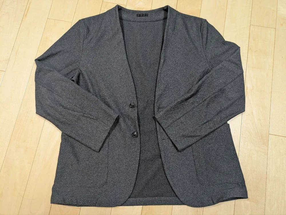 INHERIT インヘリット ノーカラー ジャケット カーディガン グレー XL