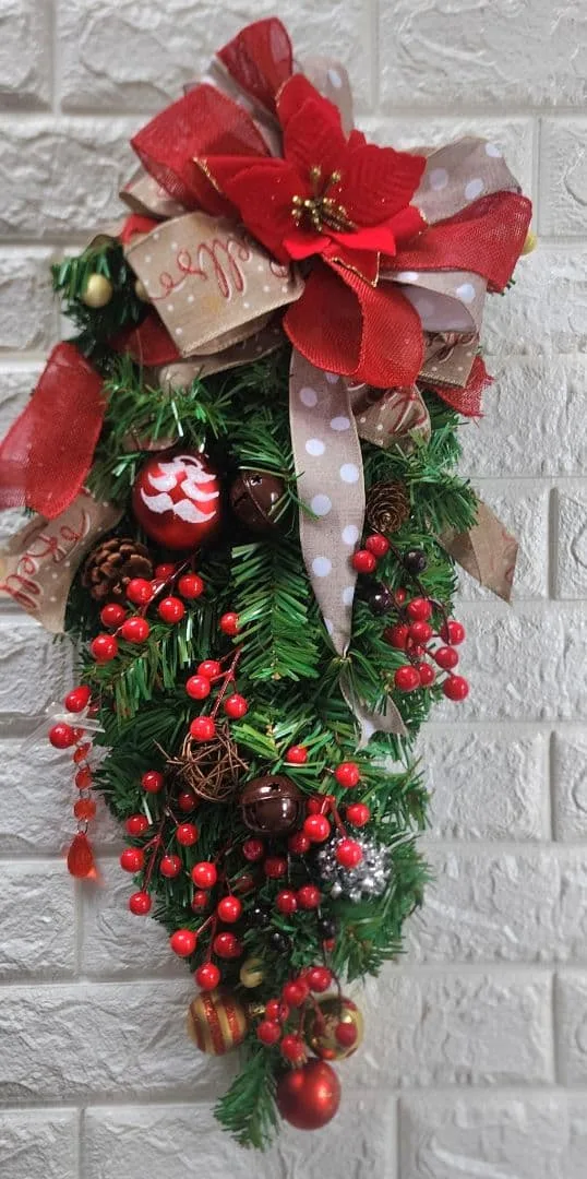 ハンドメイド クリスマススワッグ リース