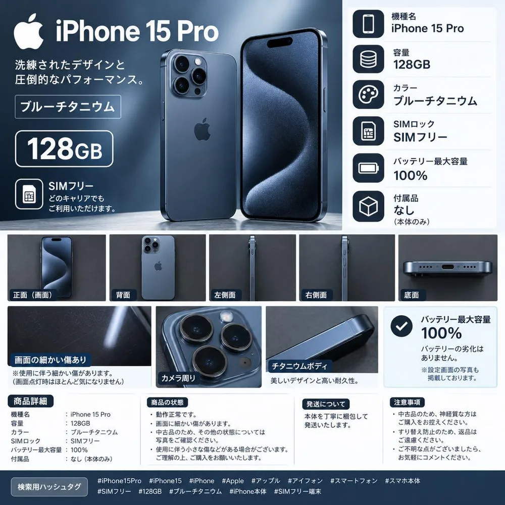 Apple iPhone 15 Pro 128GB 本体