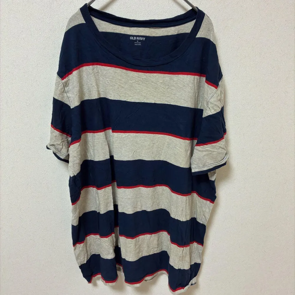 オールドナビ ボーダー Tシャツ クルーネック 半袖 M 紺赤 生成 デイリー