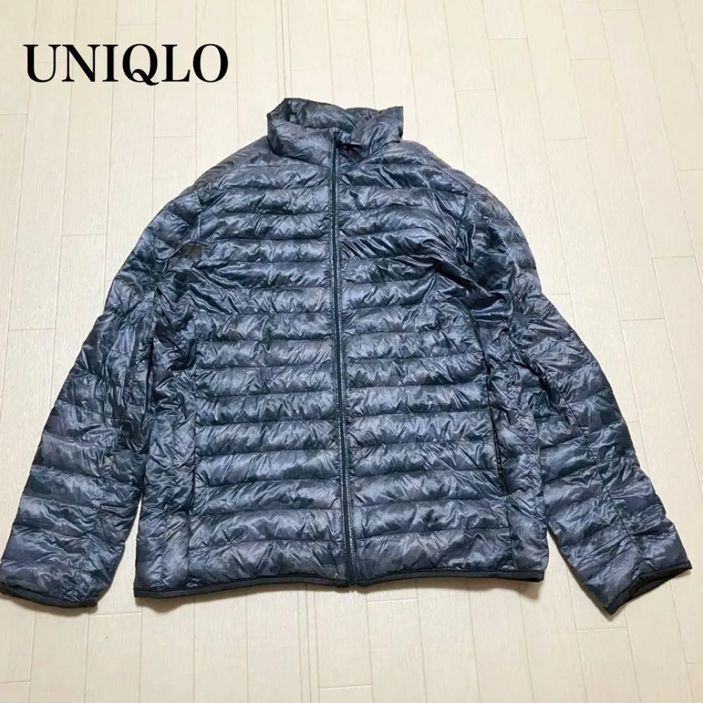 UNIQLO ダウンジャケット ネイビー系 L ナイロン アウター 極暖 洗える