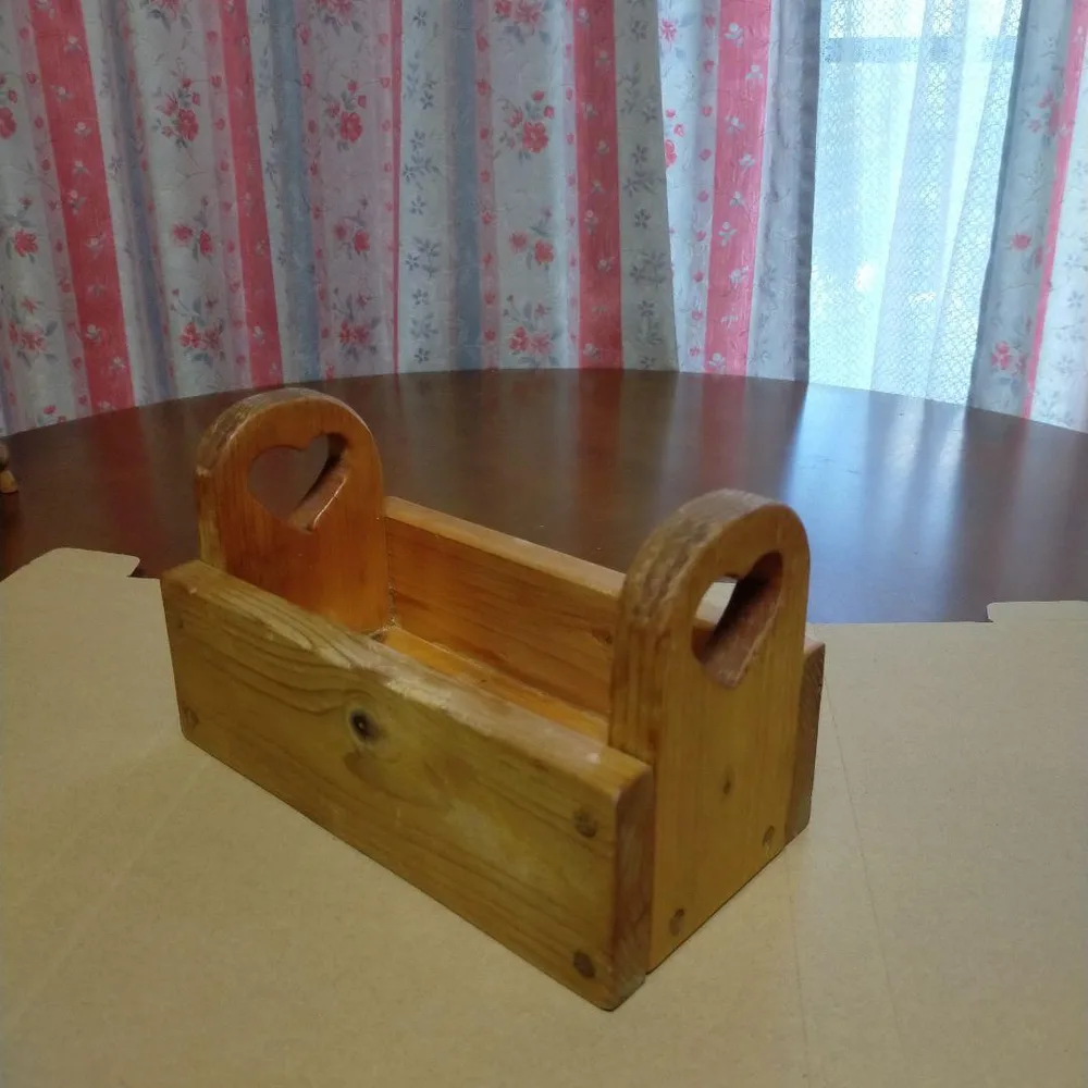 木製 ハート型持ち手付き 収納ボックス