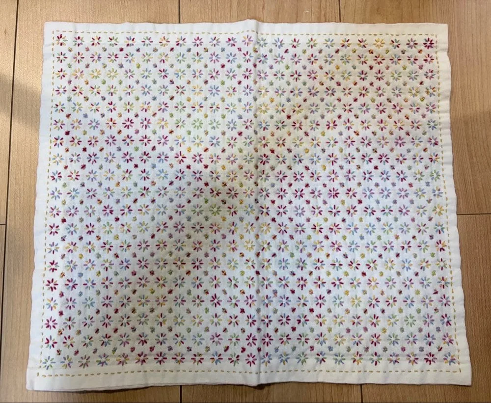 刺し子布 花ふきん