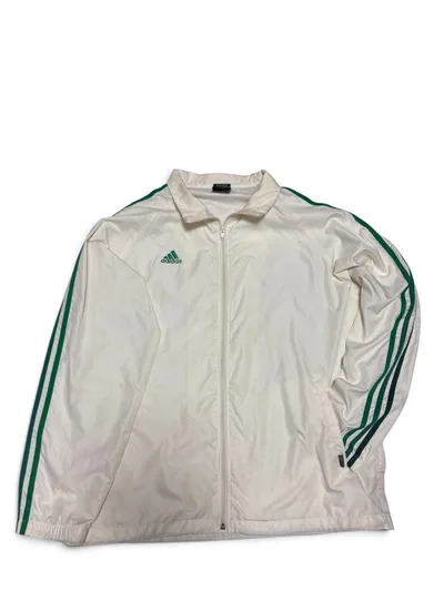 adidas ナイロンジャケット ホワイト グリーン XO