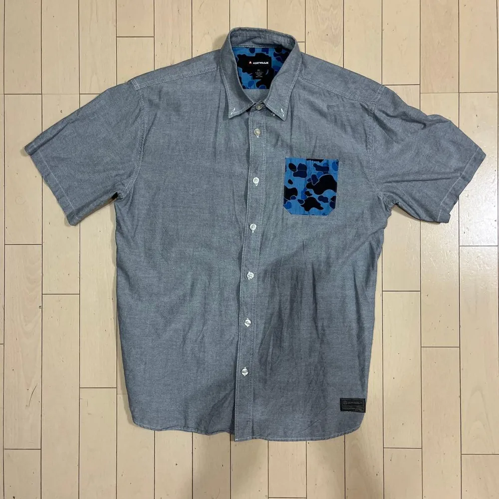 AIRWALK 半袖シャツ グレー カモフラポケット XL