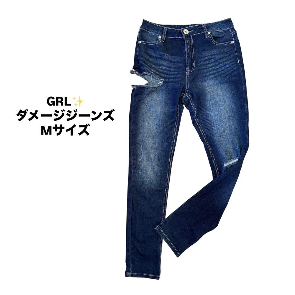 GRL✨️/ダメージジーンズ/Mサイズ/デニム/パンツ/ダメージズボン