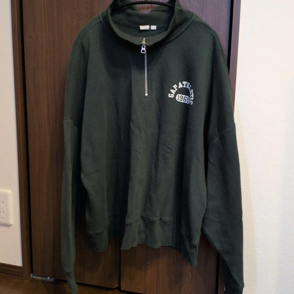GAP ハーフジップ スウェット ダークグリーン
