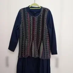 ハンドメイド かぎ針編み ニット ベスト 透かし編み