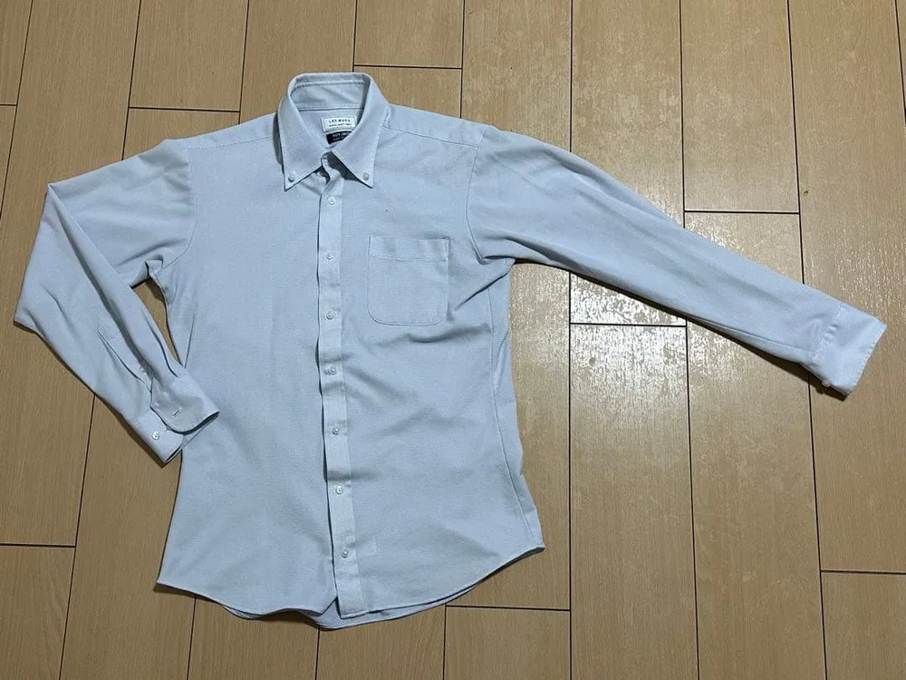 LES MUES 長袖ワイシャツ ボタンダウン ブルー