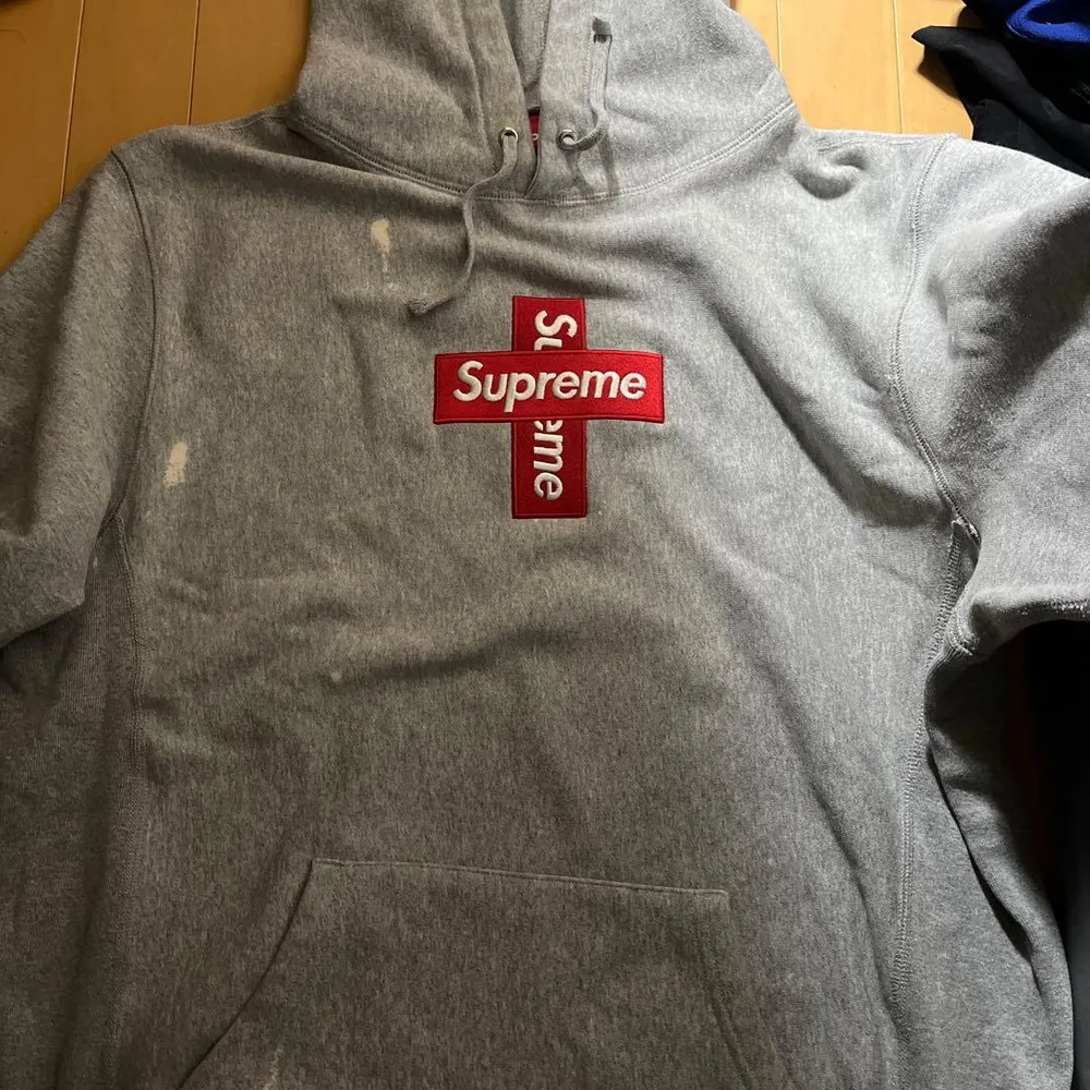 Supreme Cross Box Logo フーディー グレー