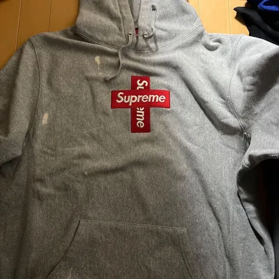 Supreme Cross Box Logo フーディー グレー